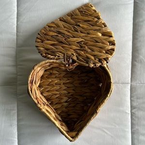 Small Vintage Wicker Heart-Shaped Basket Chest